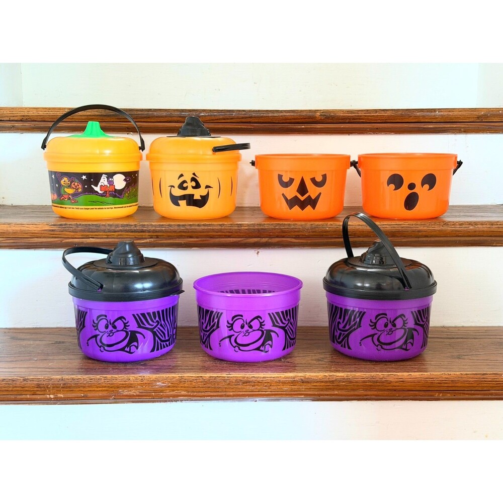 McDonald's Halloween Boo Buckets Lot of 7 Vintage Trick or Treat Pails 80s 90s